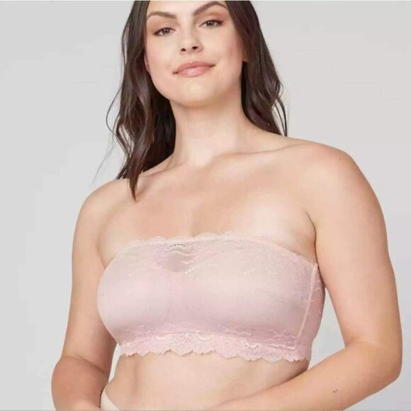 NEW Spanx Undietectable Better Bandeau Strapless Bra Lace Creme Blush Medium NWT - Picture 1 of 5